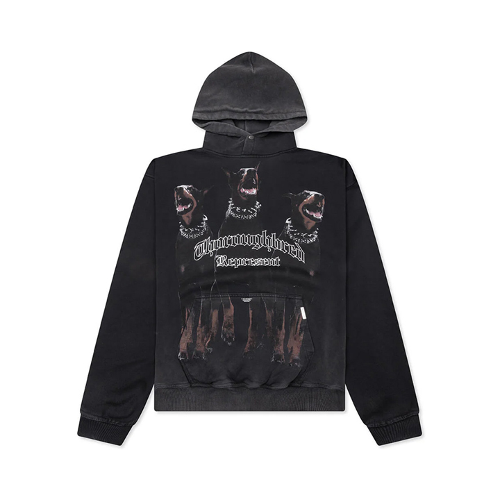 ◆당일◆26SS 써러브레드 프린팅 후드티 빈티지블랙 MLM41134 003