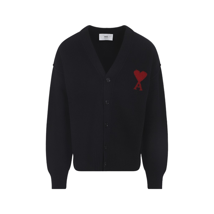 ◆당일◆25FW 하트 로고 울 가디건 블랙 UKC367 018 009