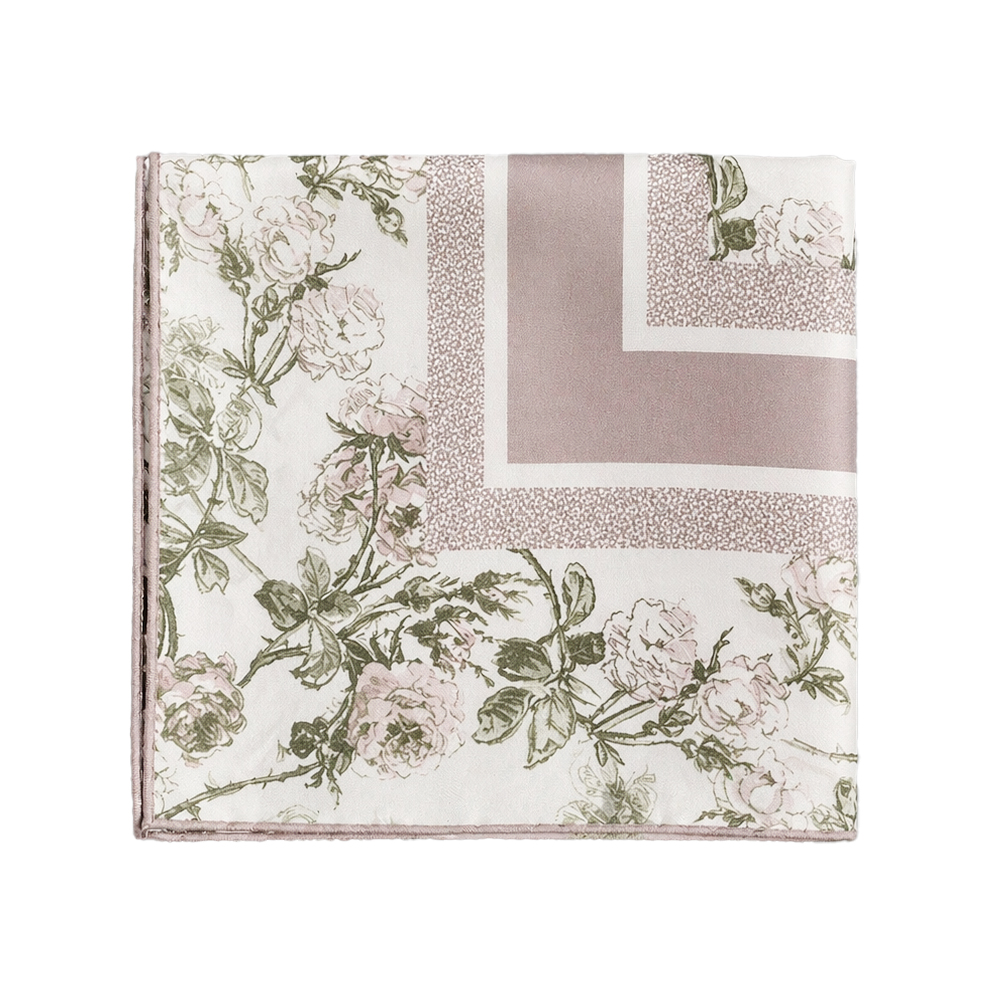 26SS 로지에 드 90 스퀘어 스카프 화이트/바이올렛 61RSE090I645 C440