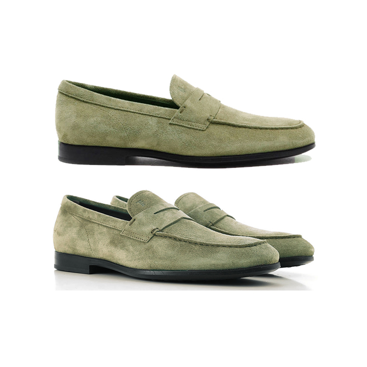 ◆당일◆25FW 모카시노 곰마 스웨이드 로퍼 카키그레이 XXM51B00010 RE0 C405