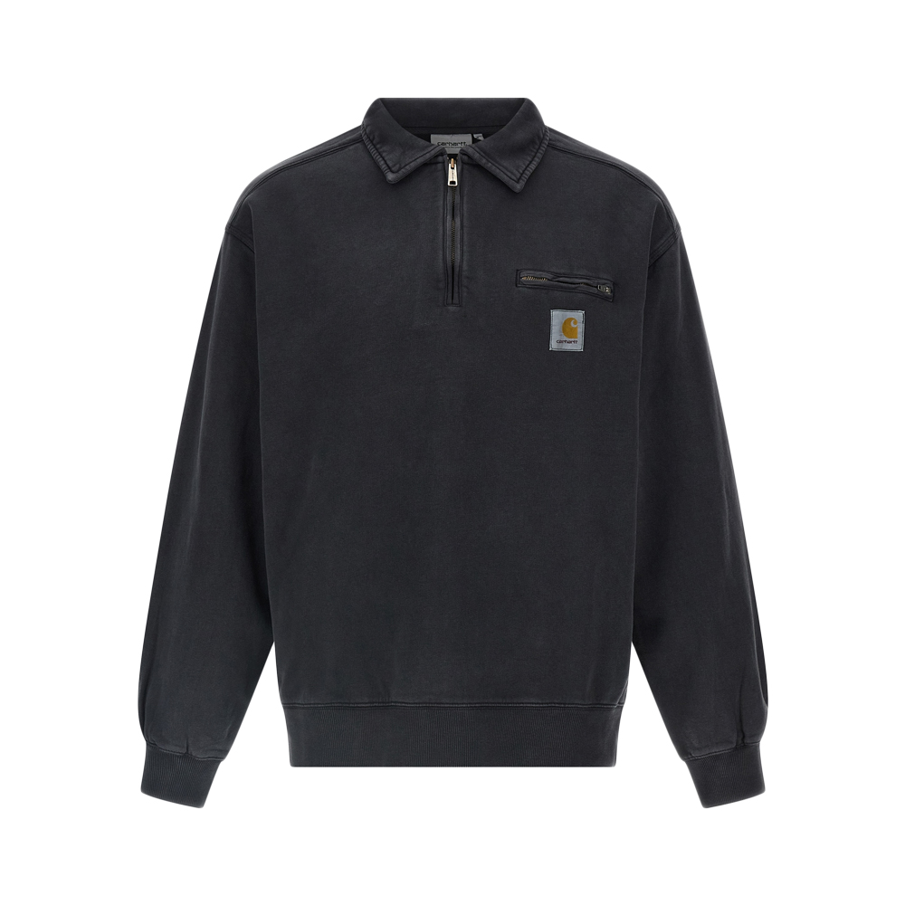 26SS 로고 패치 스톤워시드 디트로이트 하프집업 맨투맨 블랙 I036350 8906