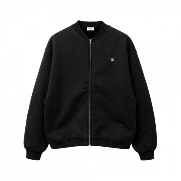 26SS 트리오페 로고 코튼 플리스 테디 자켓 블랙 RV17R1233 38NO