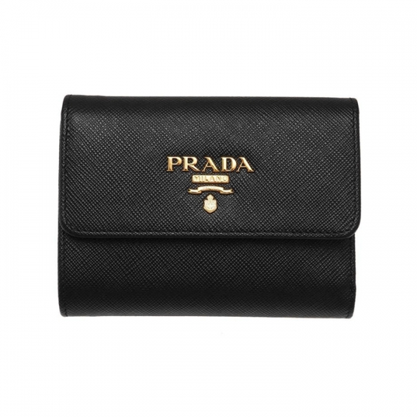 ◆당일◆26SS 사피아노 금장 로고 코인 반지갑 블랙 1MH025 QWA F0002