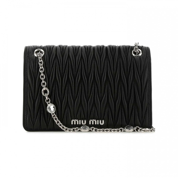 ◆당일◆26SS 마틀라세 은장로고 크리스탈 체인 미니 숄더&크로스백 블랙 5BP065 2CE3 F0002