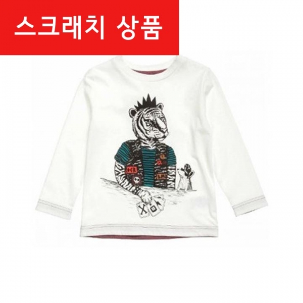 ◆스크래치◆키즈 타이거 프린트 티셔츠 화이트 W25116 117