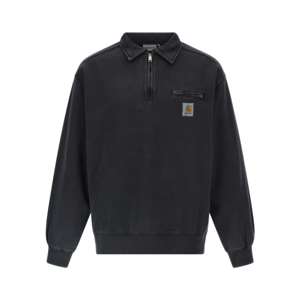 26SS 로고 패치 스톤워시드 디트로이트 하프집업 맨투맨 블랙 I036350 8906