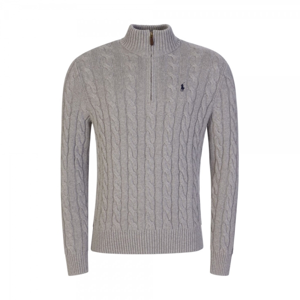 26SS 포니 자수 케이블 하프집업 니트 그레이 710810841 002