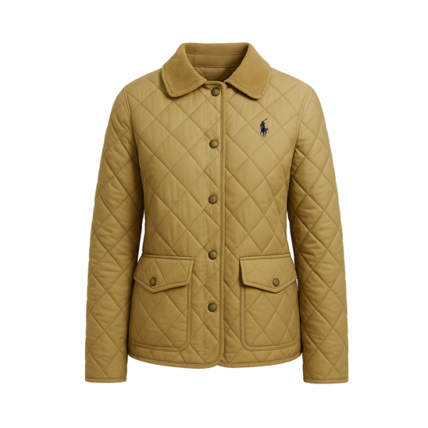 ◆당일◆26SS 포니 자수 로고 다이아몬드 퀄팅 자켓 카키베이지 211965336 004