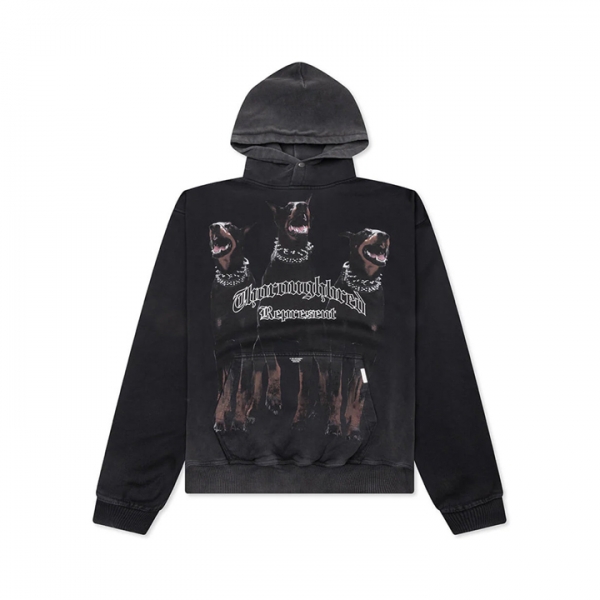 ◆당일◆26SS 써러브레드 프린팅 후드티 빈티지블랙 MLM41134 003