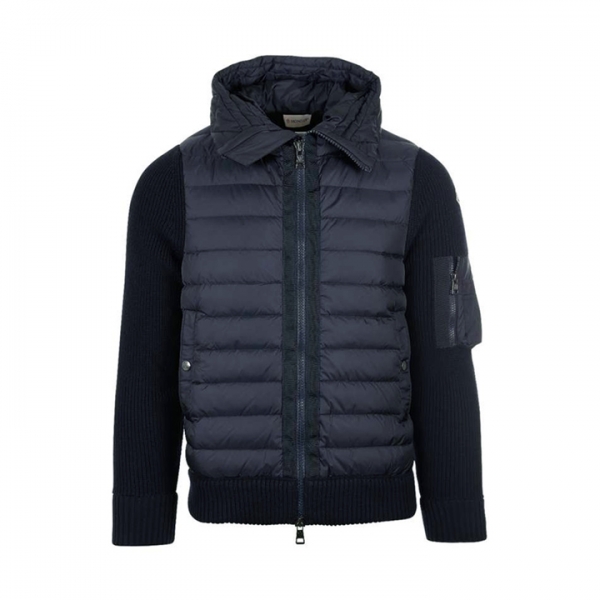 ◆당일◆25FW 로고 패치 믹스 니트 패딩자켓 네이비 9B508 00 A9340 777