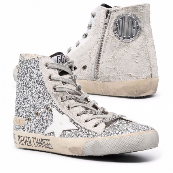 ◆13주년◆여성 프란시 화이트스타 하이탑 스니커즈 실버글리터 GWF00113 F002029 70160