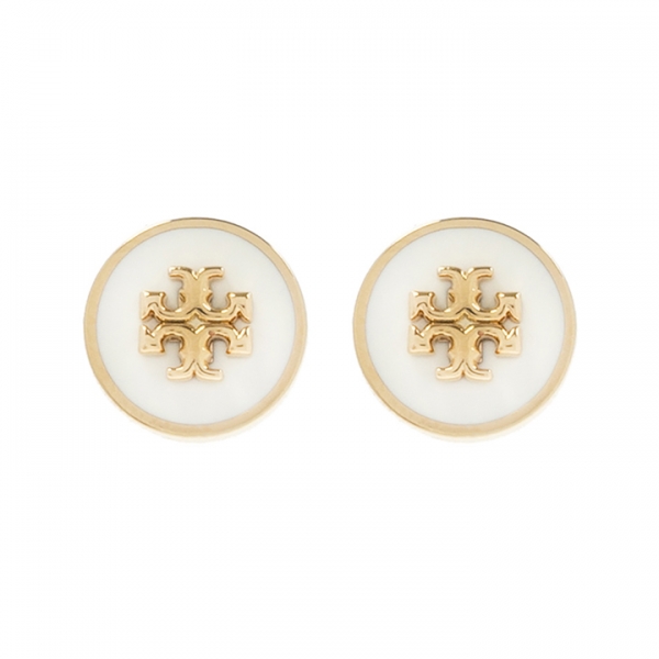 ◆당일◆26SS 키라 에나멜 로고 서클 이어링 골드/뉴아이보리 90547 700