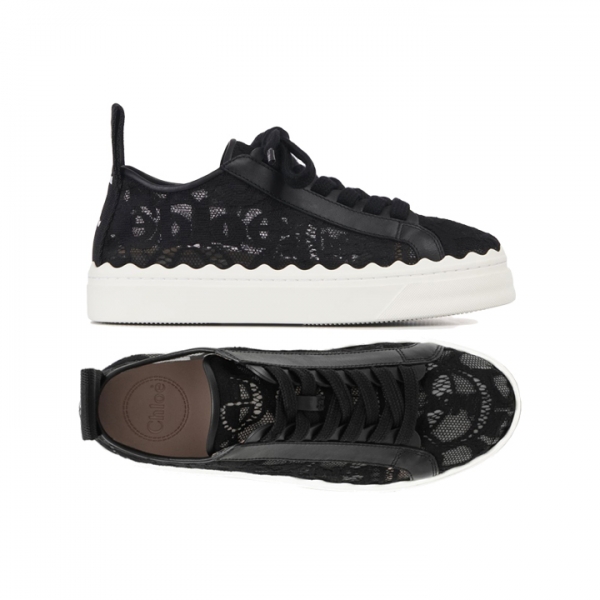 ◆당일◆26SS 로렌 LAUREN 레이스 스니커즈 블랙 CHC19U108D2 001