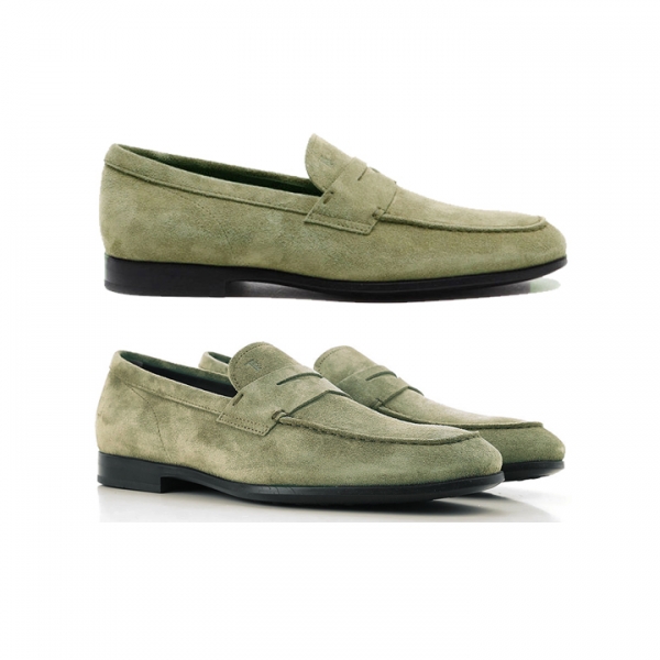 ◆당일◆25FW 모카시노 곰마 스웨이드 로퍼 카키그레이 XXM51B00010 RE0 C405