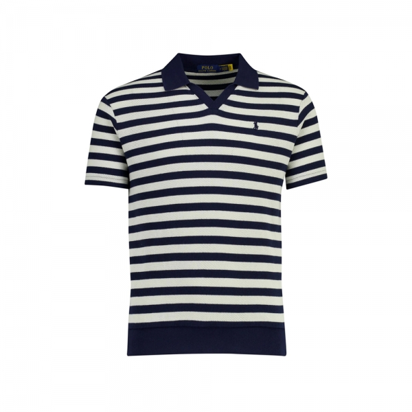 26SS 포니 자수로고 클래식 스트라이프 티셔츠 블루 710A13006 004