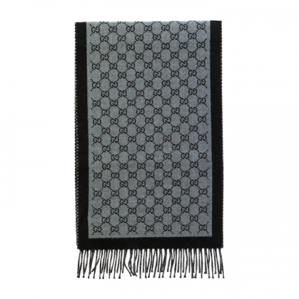 ◆당일◆26SS GG 울 자카드 프린지 머플러 블랙/그레이 835534 4G200 1360