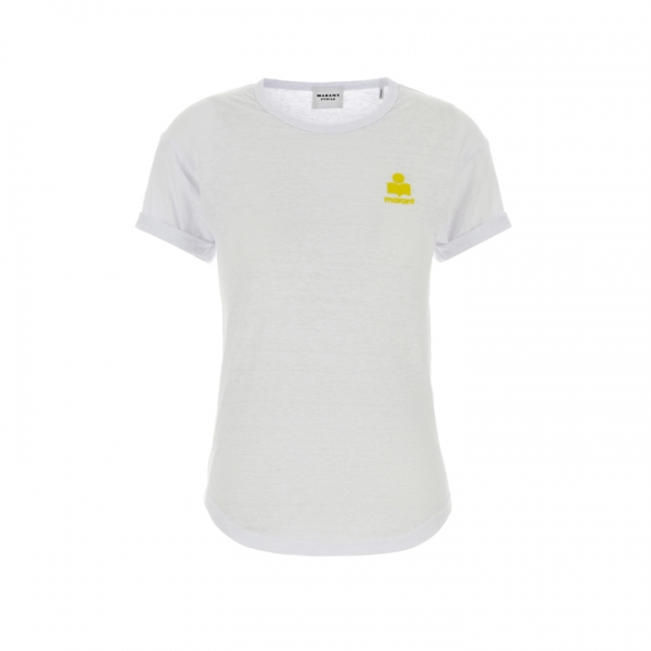 ◆당일◆26SS 콜디아 KOLDIA 로고 린넨 티셔츠 화이트/옐로우 TS0315FA A1N09E WHYW