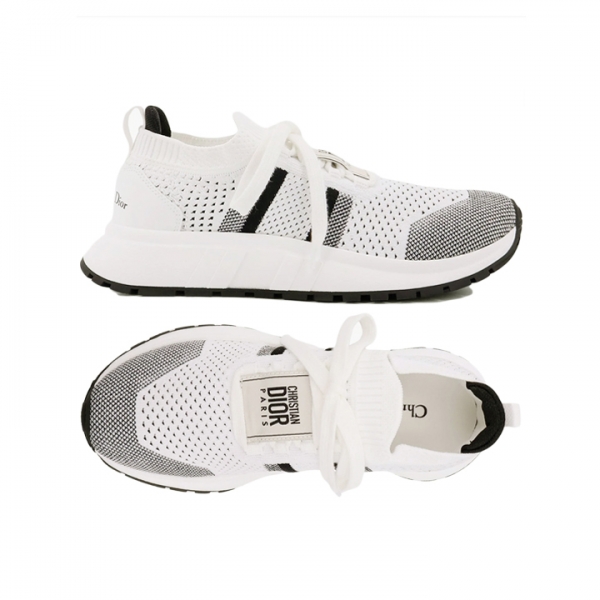 ◆당일◆25FW 런앤디올 니트 스니커즈 화이트/블랙 KCK447TLK 19W