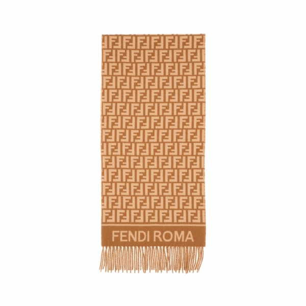 ◆당일◆25FW FF 자카드 캐시미어 머플러 브라운 FXT113 AQCW F0QB8