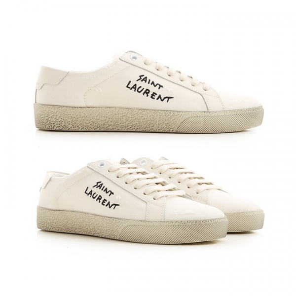 ◆당일◆25FW 로고 자수 클래식 스니커즈 아이보리 610648 GUP10 9113