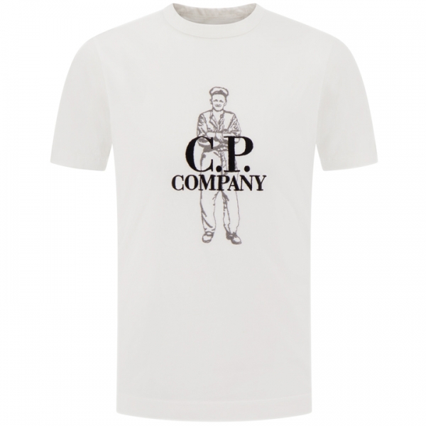◆당일◆25SS 자수 로고 티셔츠 화이트 18CMTS288A 006057O 103