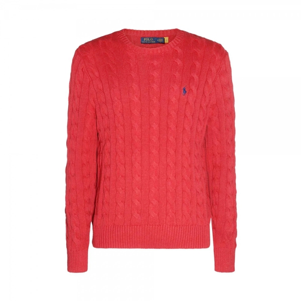 26SS 포니 자수 케이블 니트 레드 710775885 053