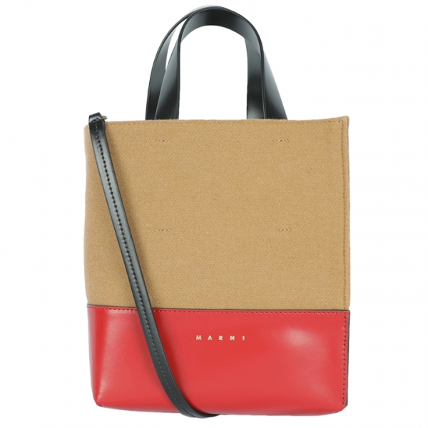 ◆당일◆25SS 로고 컬러블록 토트&숄더백 브라운/레드 SHMP0039Q0 P5070 ZO282