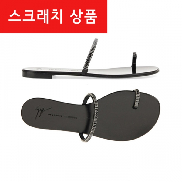 ◆스크래치◆컬러풀 스트랩 토링 플랫 샌들 블랙 E100038 013