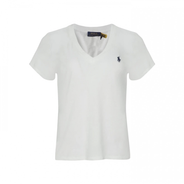 ◆당일◆26SS 여성 포니 로고 자수 반팔 브이넥 티셔츠 화이트 211B14611 007