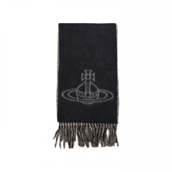 ◆당일◆25FW ORB 로고 싱글 투톤 머플러 블랙 81030006 W00ZH N402