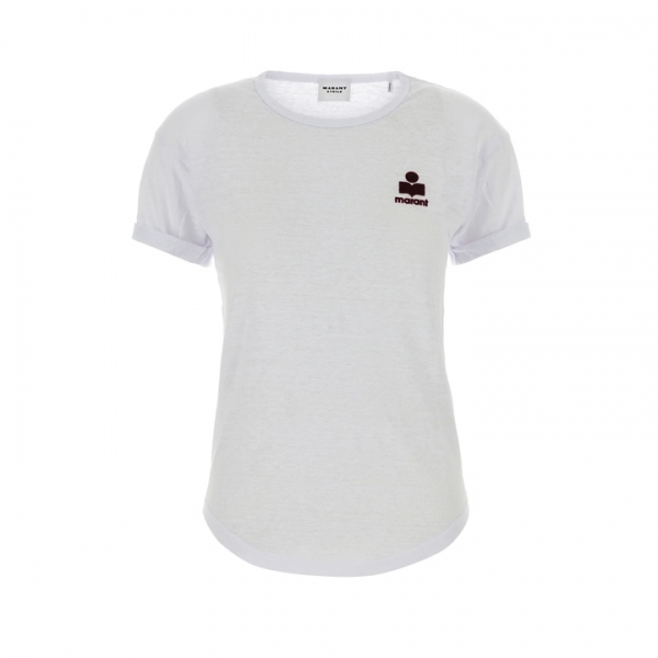 ◆당일◆26SS 콜디아 KOLDIA 로고 린넨 티셔츠 화이트/버건디 TS0315FA A1N09E WHBY