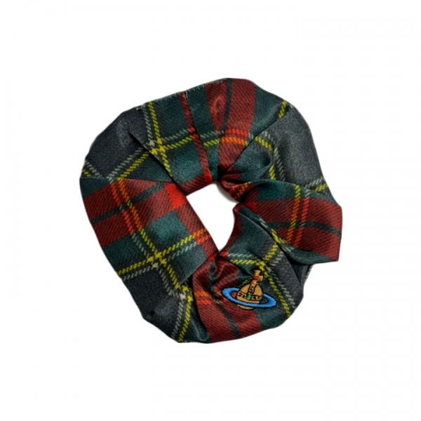 ◆당일◆26SS ORB 자수 로고 타탄 프린티드 스크런치 스몰 멀티컬러 81020021 W01BF M411