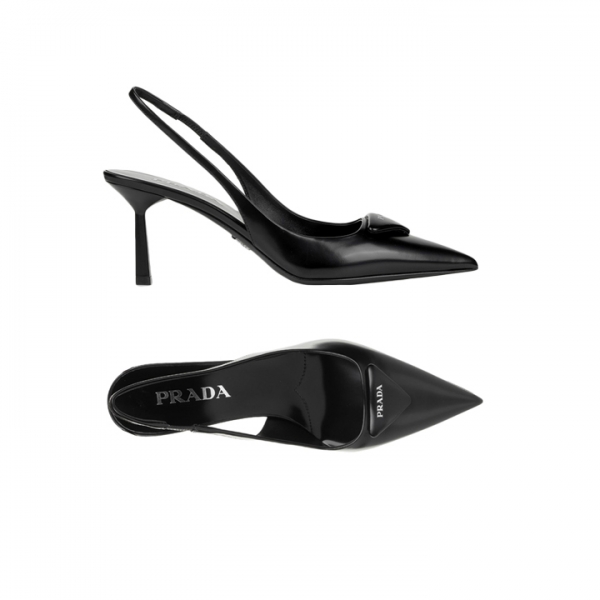 ◆당일◆25FW SPAZZOLATO 삼각 로고 슬링백 힐 블랙 1I901M 055 F0002