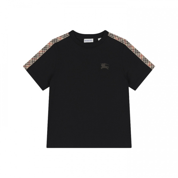 ◆키즈◆여성 체크 시더 반팔 티셔츠 블랙 8108033