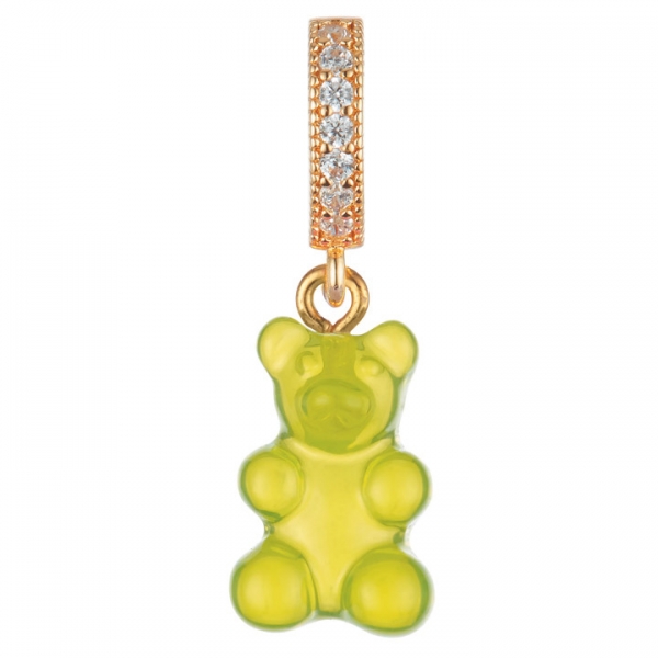 ◆당일◆22FW 노스탤지어 베어 큐빅 펜던트 라임 NOSTALGIABEAR PAVE LIME