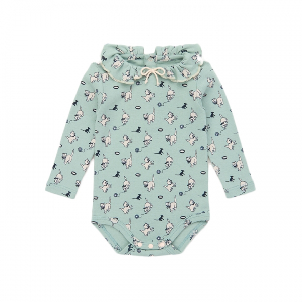 ◆키즈◆키즈 캣마우스 패턴 패티 온지 바디슈트 셰이지그린 B3134W25 0A5