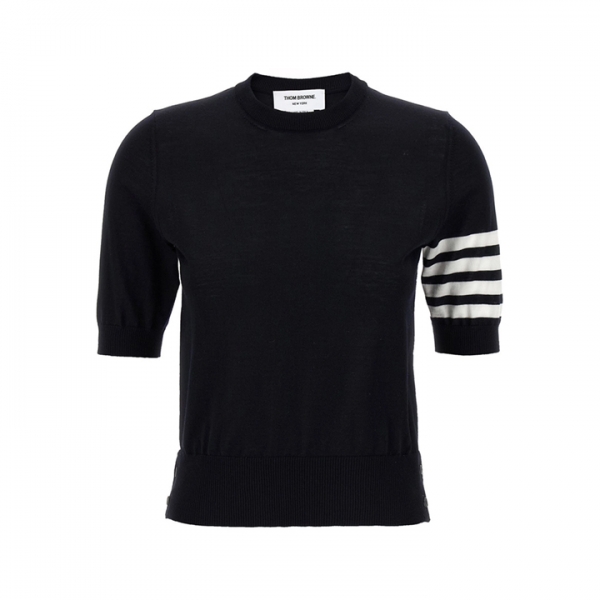 ◆당일◆26SS 사선 메리노 울 숏 슬리브 니트 네이비 FKA471B Y1014 415