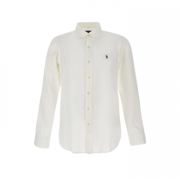 26SS 포니 자수 커스텀핏 린넨 셔츠 화이트 710966294 003