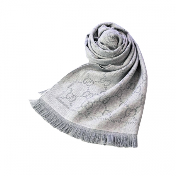 ◆당일◆25FW GG 패턴 자카드 투톤 머플러 그레이 133483 3G200 1763