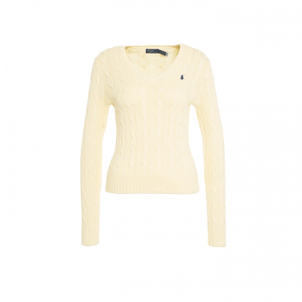 ◆당일◆25FW 포니 로고 자수 브이넥 니트 크림 211971870 011