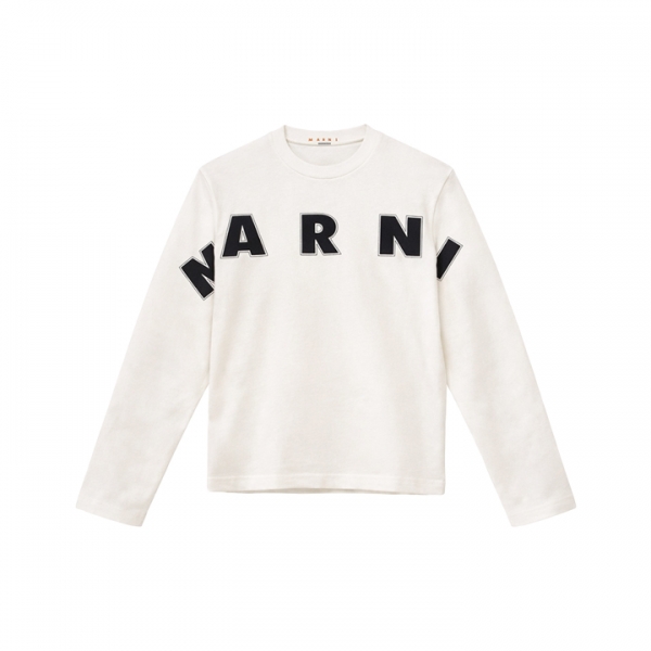 ◆키즈◆키즈 와이드 자수 로고 롱슬리브 티셔츠 화이트 M01263 M00RF 0M114