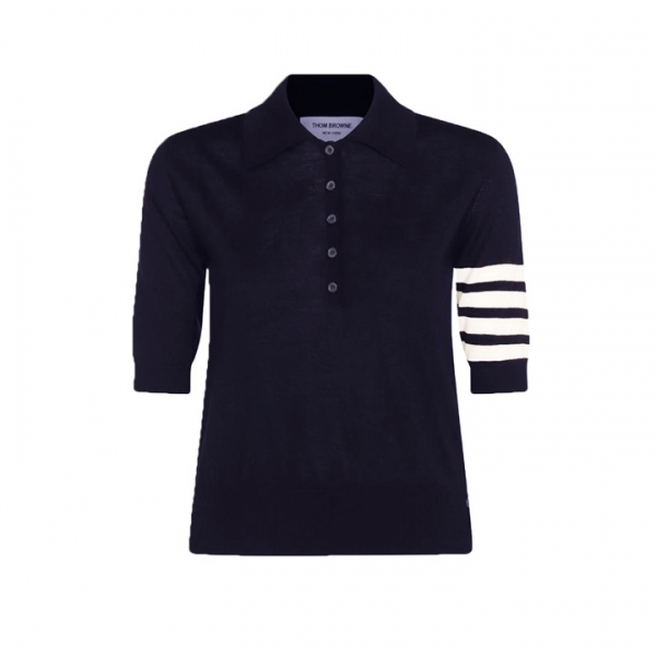 ◆당일◆26SS 사선 완장 릴렉스 핏 폴로 울 티셔츠 네이비 FKP053A Y1014 415