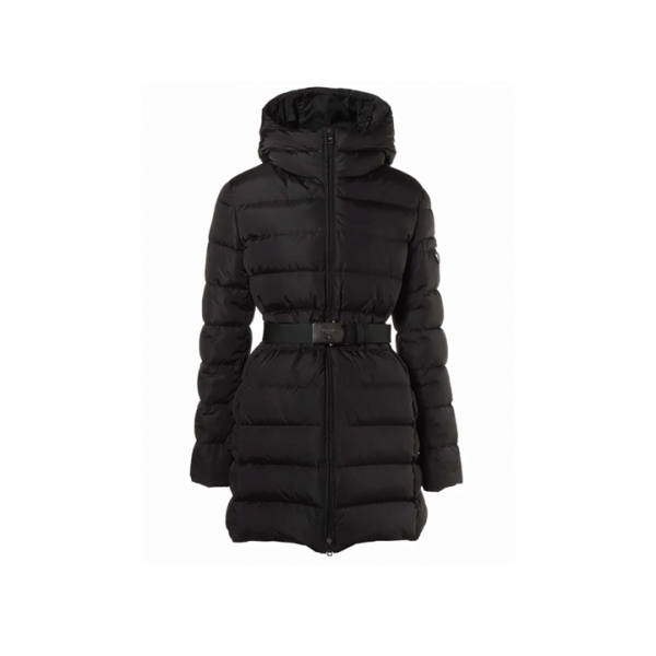 ◆당일◆25FW 삼각로고 벨티드 후드 패딩 자켓 블랙 29O364 106O F0002