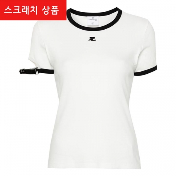 ◆스크래치◆로고 자수 버클 콘트라스트 티셔츠 화이트 124JTS117JS0070 0098