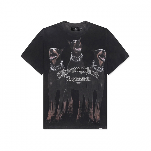 ◆당일◆26SS 써러브레드 프린팅 티셔츠 빈티지블랙 MLM41135 003