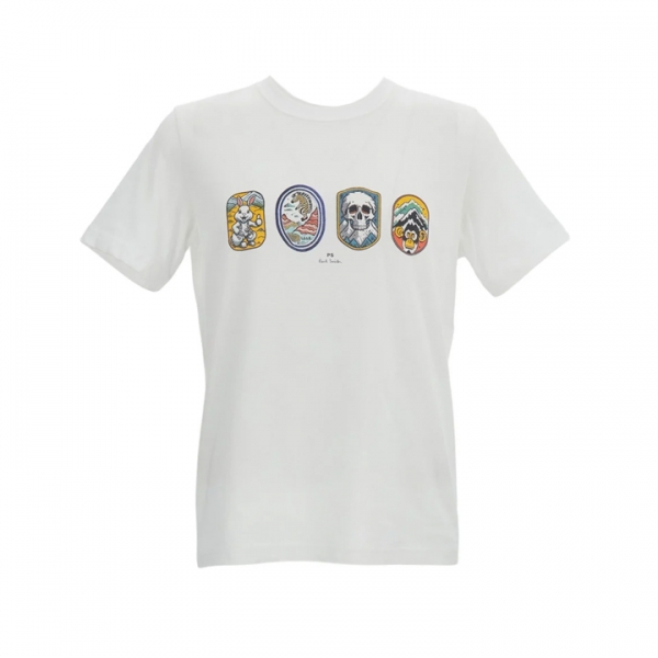 ◆당일◆25FW 프린팅 레귤러핏 티셔츠 화이트 M2R 011R TP5412 01