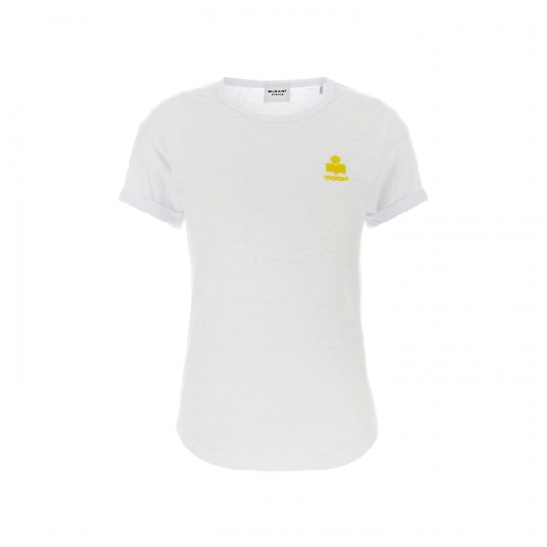 ◆당일◆26SS 콜디아 KOLDIA 린넨 반팔 티셔츠 화이트/옐로우 TS0315FA A1M09E WHYW