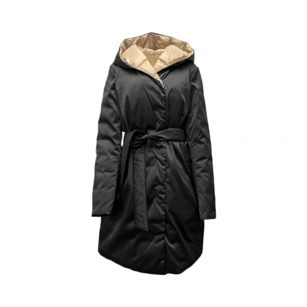 ◆당일◆25FW 우죠소 UGGIOSO 리버시블 로브 다운 자켓 블랙/베이지 2525496112 002