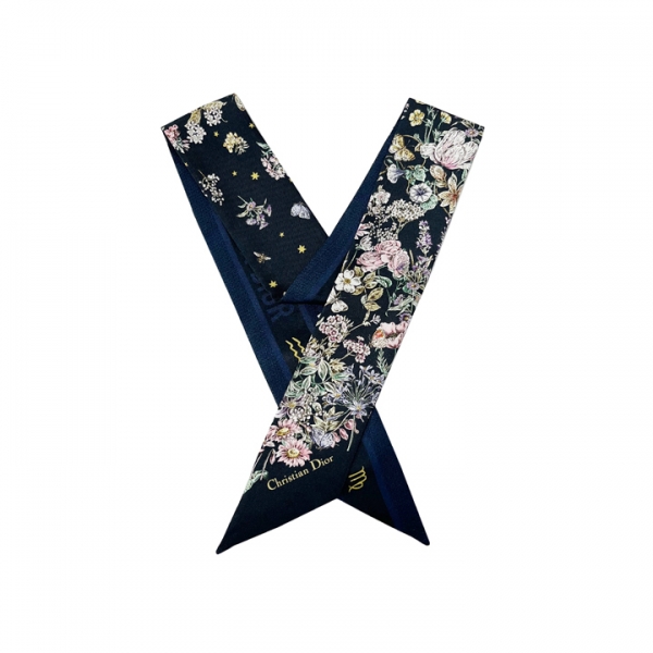 ◆당일◆25FW 아스트랄 플라워즈 미차 실크 스카프 딥블루 55FWC106I603 565