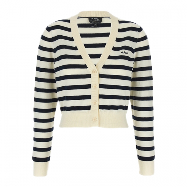 ◆당일◆25FW 가엘 GAELLE 로고 스트라이프 가디건 블랙화이트 COGDK F22312 TAI
